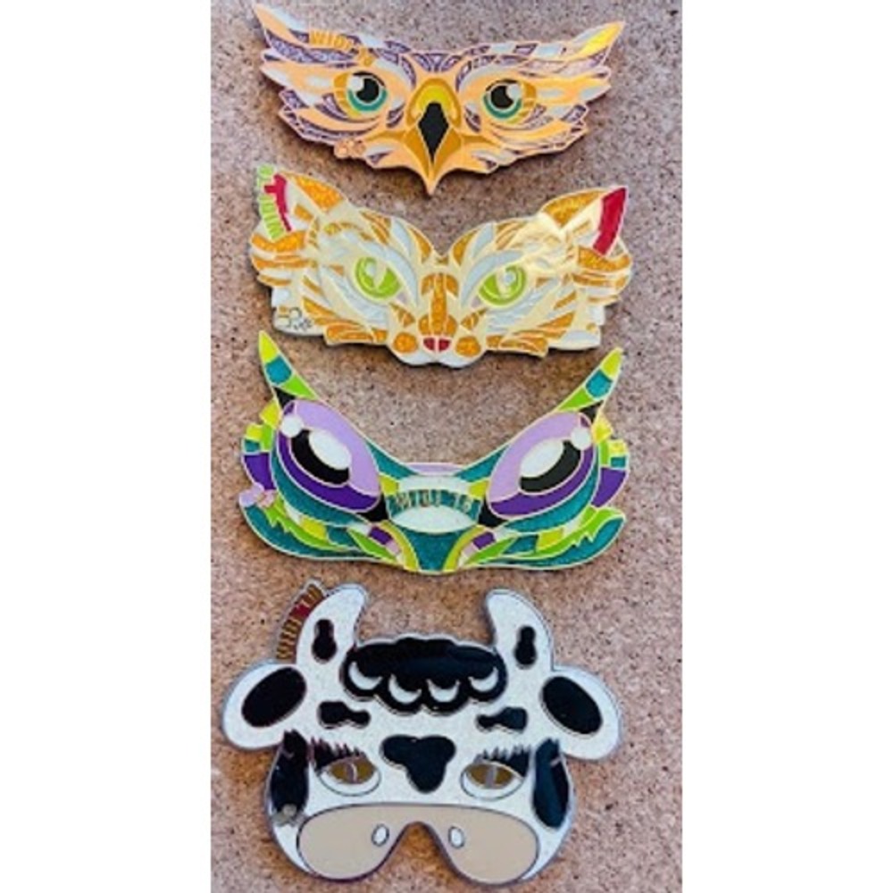 2018 Wisconsin WIDI Destination Imagination Animal Mask Enamel Pin Set Lot 4